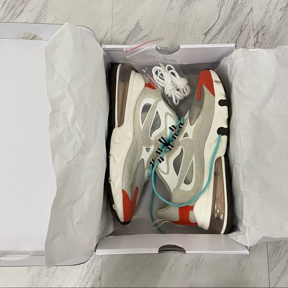 Nike- Air Max 270 React Lt Beige Chalk/Platinum Tint Size Men’s 8.5 - Picture 9 of 12